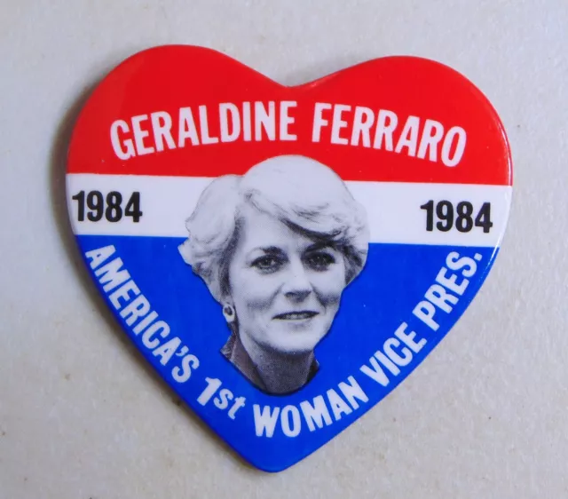 Geraldine Ferraro Mondale 1984 campaign pin button political