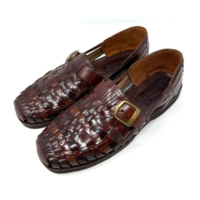 STACY ADAMS MENS Brown Leather Fisherman Sandals Buckle  display picture 2