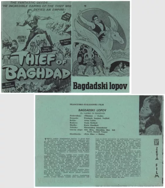 IL LADRO DI BAGDAD / THE THIEF OF BAGHDAD exYU Movie Program 1961 STEVE REEVES