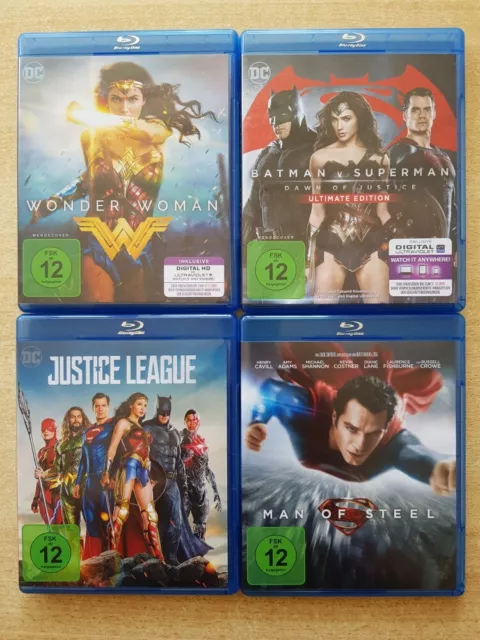 DC Wonder Woman + Justice League + Batman v Superman + Man Of Steel - 4x Blu-Ray