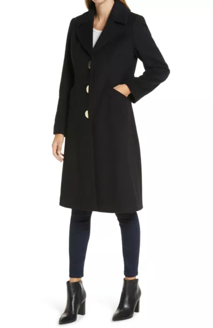 Via Spiga Walker Coat Womens Single-Breasted Wool Notched Collar Size 4 NEW $340