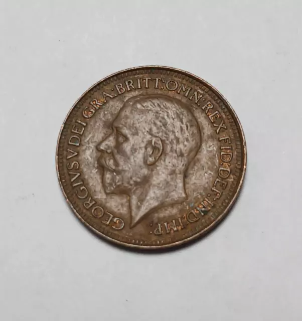 1929 Great Britain Farthing - Bronze Coin - George V - Seated Britannia