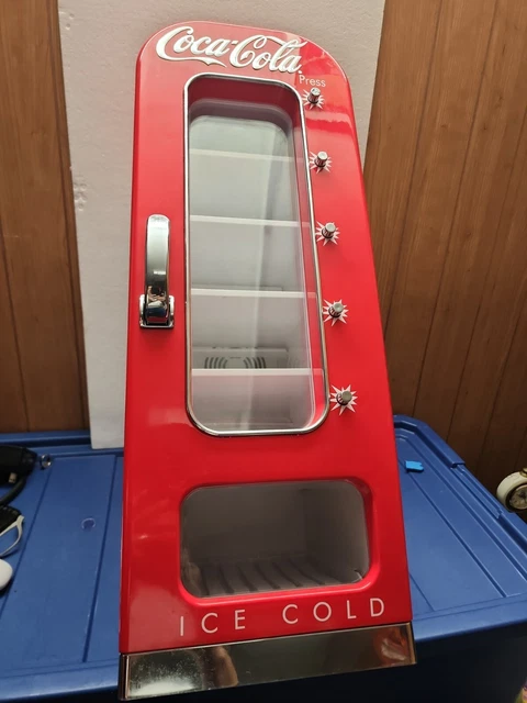 Retro Coca Cola Vending Fridge 10 Can Machine Mini Soda Refrigerator Coke Cooler