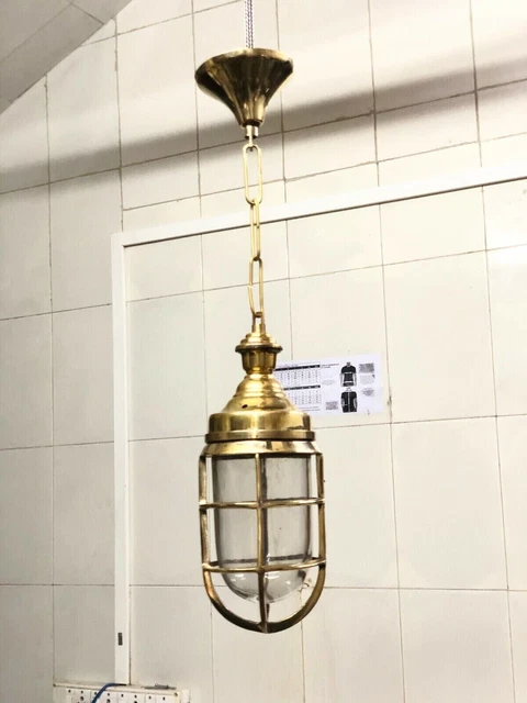 Candelabro de latón estilo náutico antiguo colgante carga lámpara colgante...