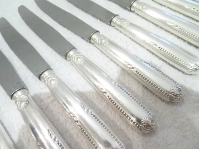 12 couteaux de table métal argenté Ravinet Denfert Louis XIV 86 dinner knives