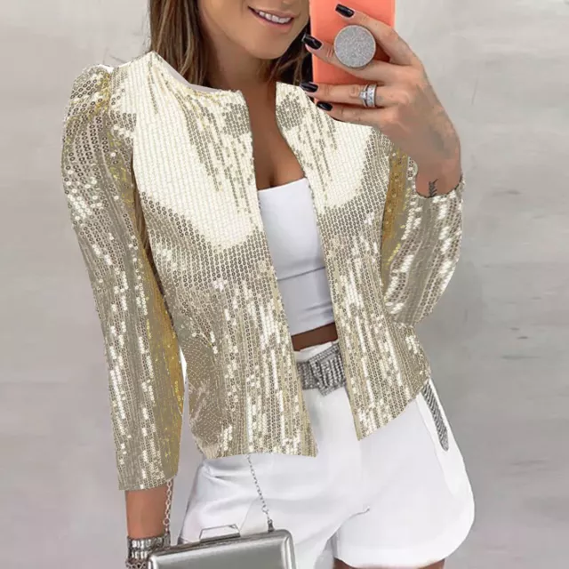 Women  Casual Fashion Urban Sequin Sequins Sparkling Cardigan Jacket