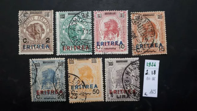 Occupazioni Italiane Colonia Eritrea 1924 Serie 18 Usata Euro  165,00