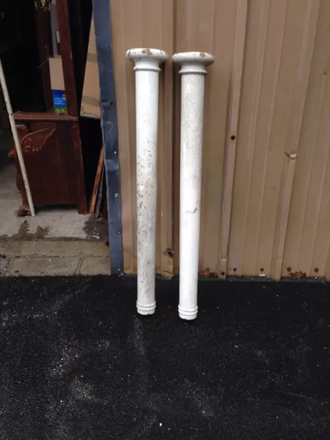 One Pair Oak Antique Columns Painted Cm 44