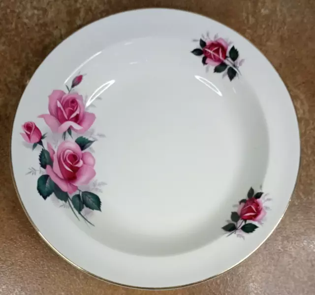 Vintage 1950s, James Kent, Old Foley, Pink Roses, 22.5cm Soup or Dessert Bowl