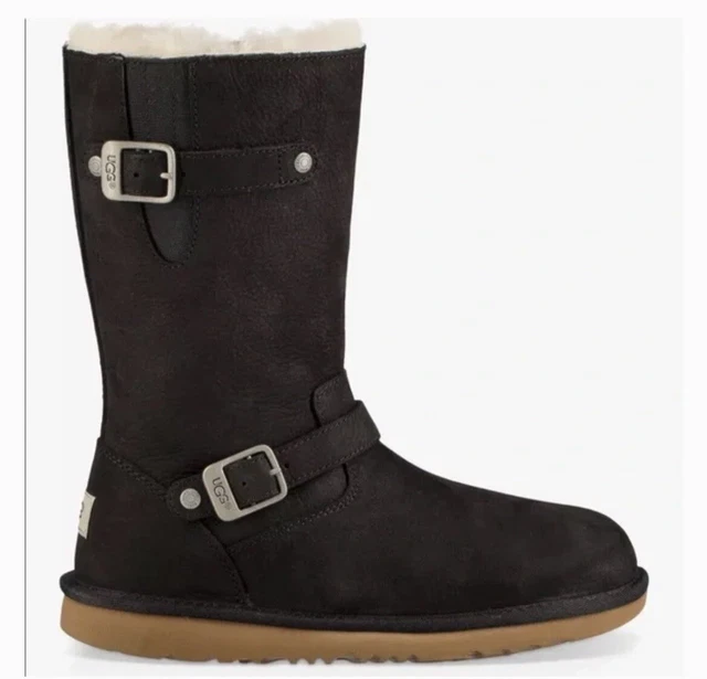 UGG Boots Kensington Moto Black Leather Sheepskin Zipper Size 5 UGG Boots Kensington Moto Black Leather Sheepskin Zipper Size 5
