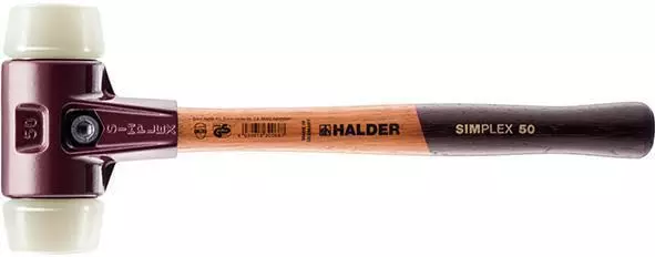 HALDER Schonhammer Simplex mit Hickory-Stiel 60 mm, beidseitig mit Nylon-Schlagk