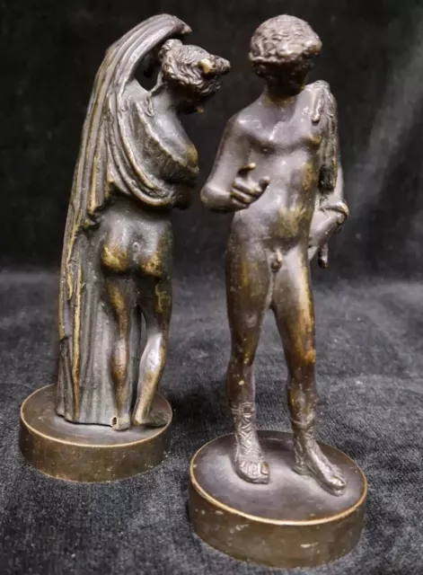 Coppia Statuine In Bronzo Raffiguranti Narciso E La Venere Callipigia XIX Secolo
