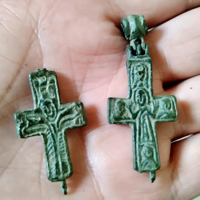 Encolpion Antique Byzantine Bronze Double Sided  Cross 2