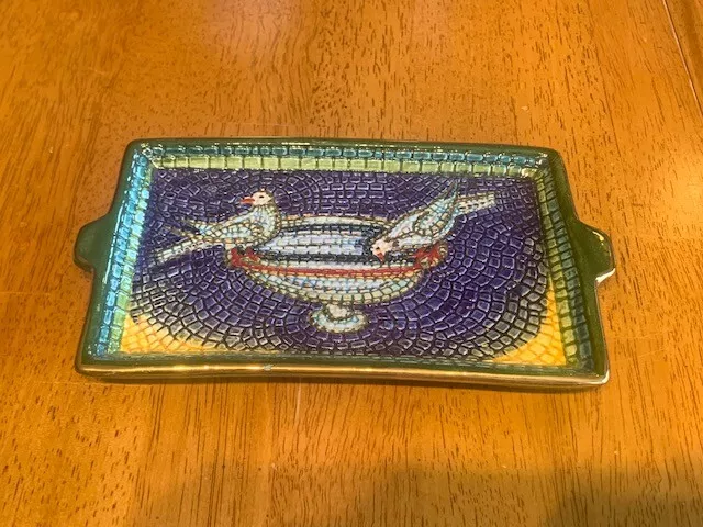 Pinturicchio Dipinto A Mano Mosaic Hand Painted Dec Plate Doves