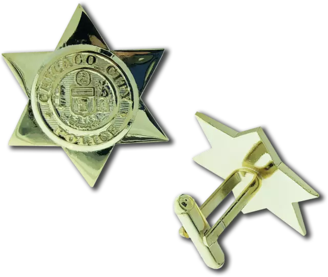 CHICAGO POLICE STAR CUFFLINKS: 6 Point Star, Gold (1 Pair) CHICAGO POLICE STAR CUFFLINKS: 6 Point Star, Gold (1 Pair)