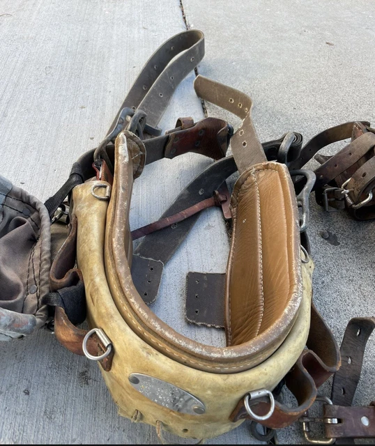 Klein Lineman Climbing Gear Spikes & Belt Tools Leather. Size 37-44 1986 Vintage