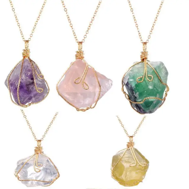 Hot Natural Large Quartz Crystal Stone Chakra Healing Gemstone Pendant Necklace