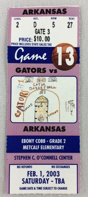 CBK 2003 02/01 Arkansas at Florida Basketball Ticket-Matt Bonner,David Lee