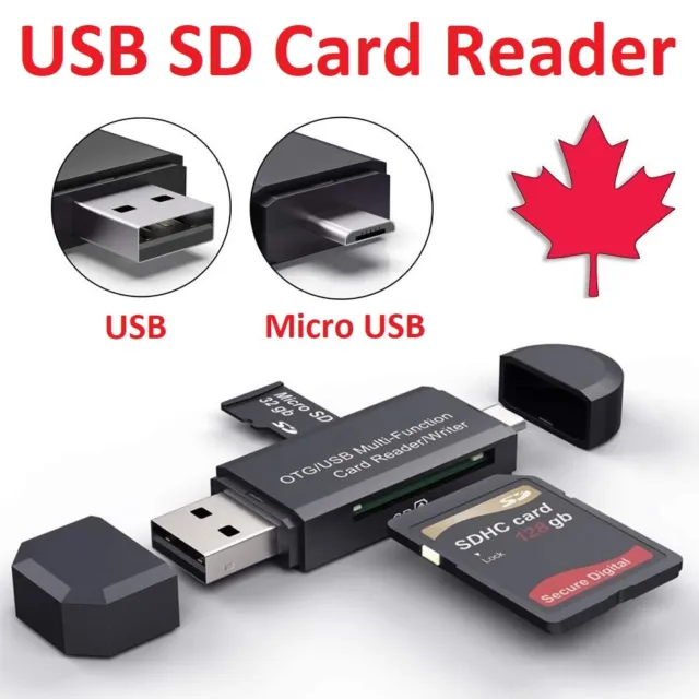 USB SD Card Reader + Micro USB Memory OTG Adapter For TF SD SDXC SDHC MMC