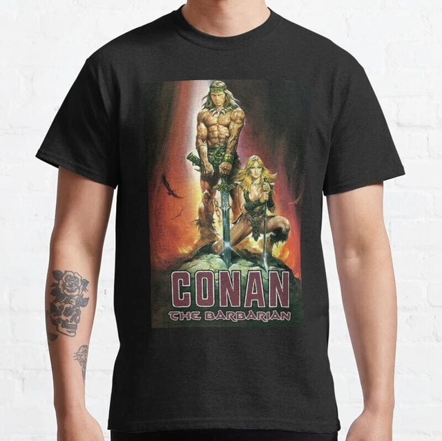 Conan the Barbarian Vintage Metallic Shield Men's T Shirt Schwarzenegger Movie e Conan the Barbarian Vintage Metallic Shield Men's T Shirt Schwarzenegger Movie e