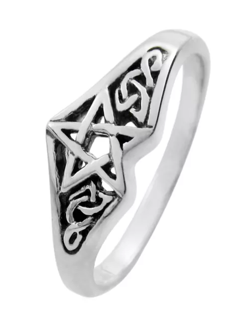 Sterling Silver Celtic Knot Pentacle Pentagram Ring Wicca Pagan Jewelry sz 4-15