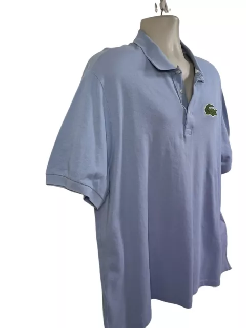 LACOSTE POLO SHIRT Mens Size 9/3XL Blue Big Logo Casual Short Sleeve ...