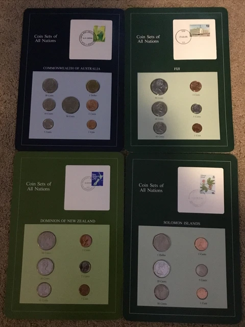 Coin Sets of All Nations - AUSTRALIA, FIJI, NEW ZEALAND, SOLOMON ISLANDS