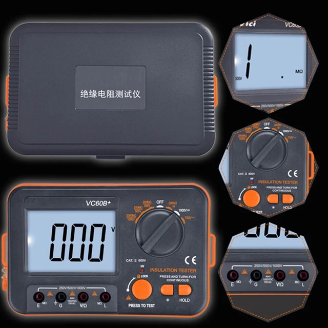 1000 V Megger Testing piccolo tester resistenza isolamento digitale multifunzione