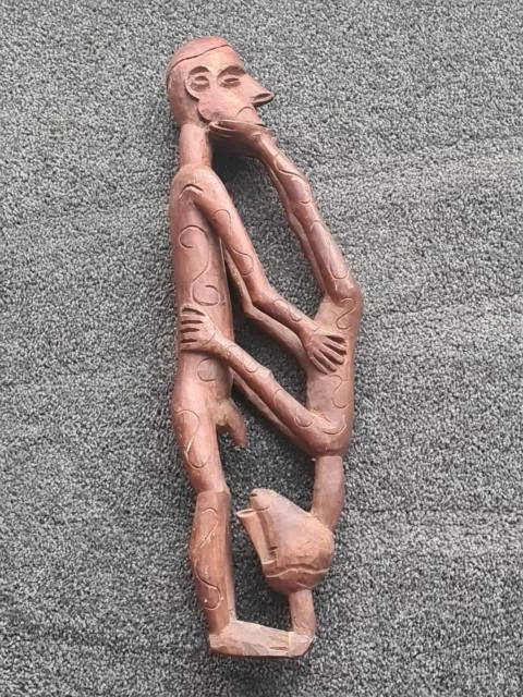 OLD HAND CARVED  WOOD PAPUA NEW GUINEA FERTILITY COUPLE - 6 Fingers 1 Side. 53cm