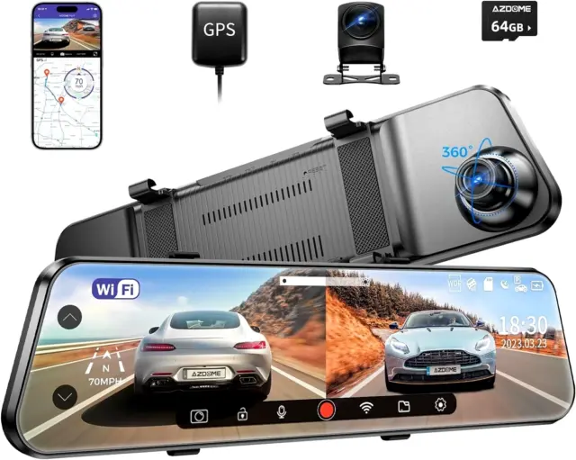 Spiegel Dashcam 11.8" mit WiFi & GPS [ LCD, 2K, 170°Vorne+1080P 150°Hinten] PG17