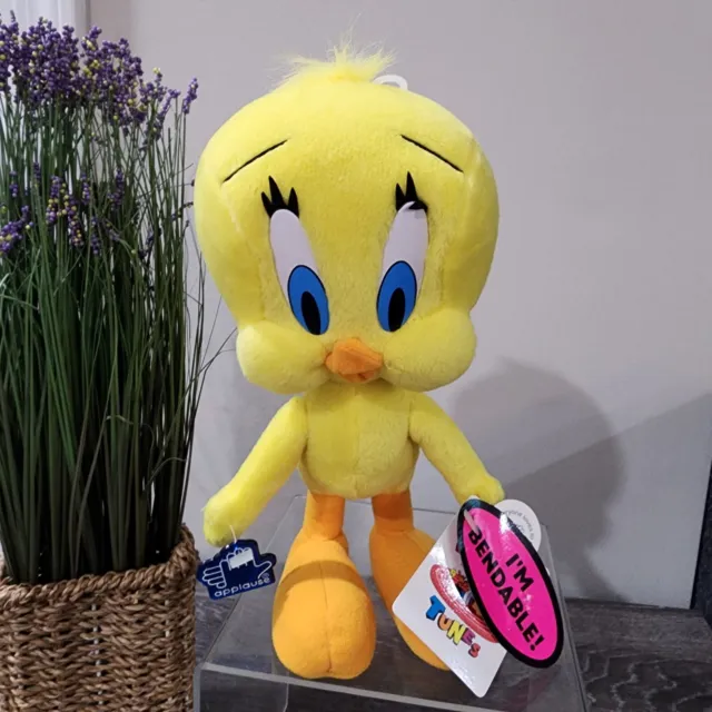 Tweety Bird Yellow  Looney Tunes Bendable Plush NWT Applause 1994 Vintage 9"