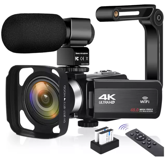 4K Video Kamera 48MP UHD WiFi IR Nachtsicht Vlogging Camcorder für YouTube