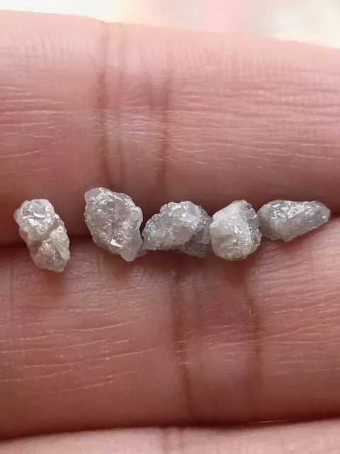 Rough Uncut Premium Grade Diamond Lot (5 Loose) 5.20 Ct White Grey Natural