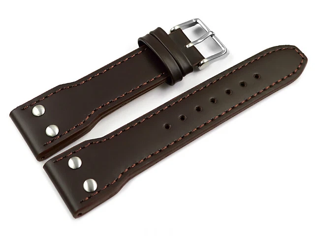 Bracelet De Montre En Cuir De Buffle – Marron Foncé – Largeurs 20,22,24 Mm – Marque Watchband Berlin