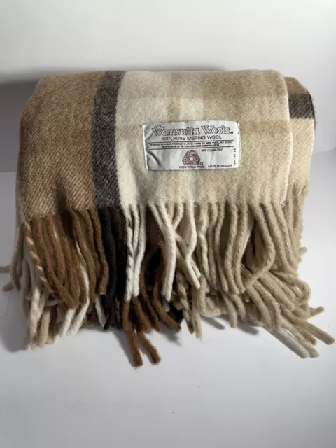 Wamsutta Wools 100% Pure Virgin Merino wool Vintage Blanket 60 X 48