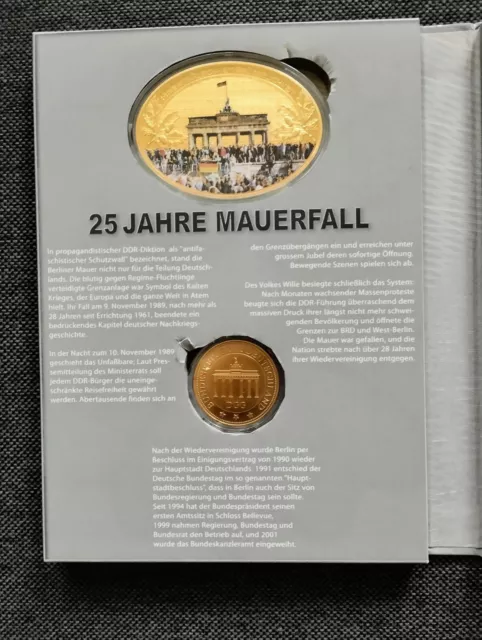 5x Gigant Medaille 85mm 2014 Farbe PP 25 J.Mauerfall Cu vergold.Aufl.1989x PP ra 3