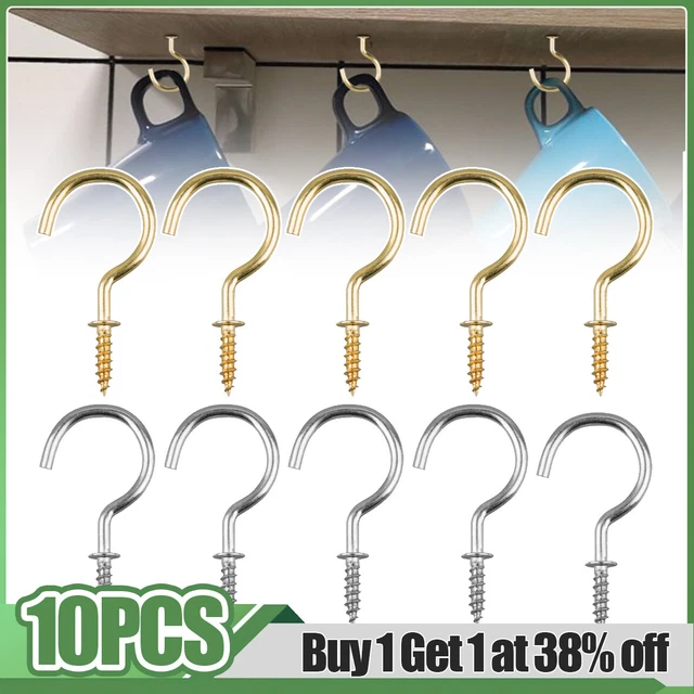 10PCS Cup Hooks Screw Hook Mug Hanger Kitchen Garage Tool Hanging Strong