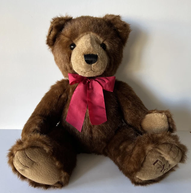 FAO Schwartz Bear Extra Large 22 Inch Christmas Brown Teddy Bear Plush Bow