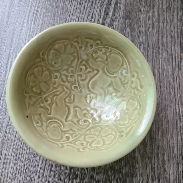 Set of 2 Antique Korean CELEDON GORYEO JOSEON Carved Bowls 2