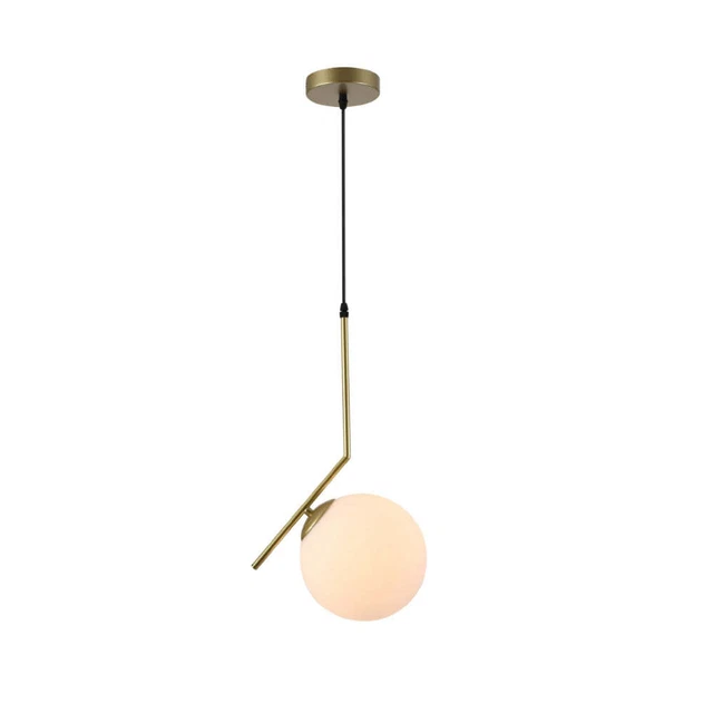 Antique Brass Metal Opal White Glass Globe Pendant Ceiling Light D200 D250 D295