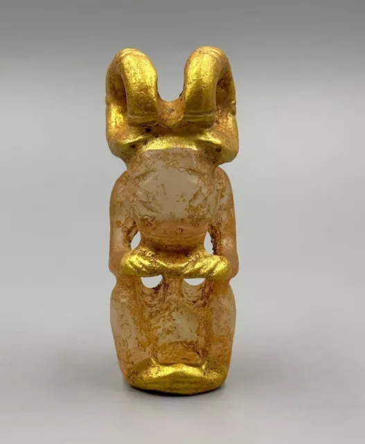 Extremely rare ancient mayan pre columbian 22K gold crystal alien-like diety