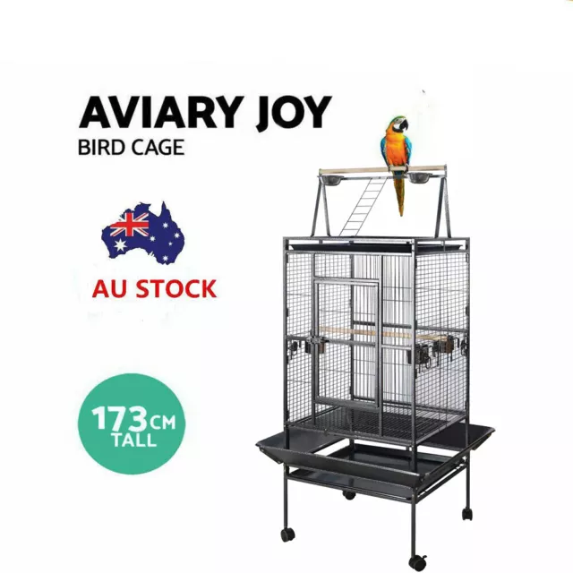 Bird Cage Pet Parrot Aviary Stand-alone Budgie Perch Castor Wheels Large 173cm
