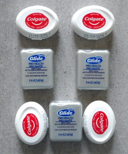 7 Oral-B Glide  & Colgate Dental Floss 4.3 Yd - 3 Yd  Cool Mint/Mint Flovors NEW