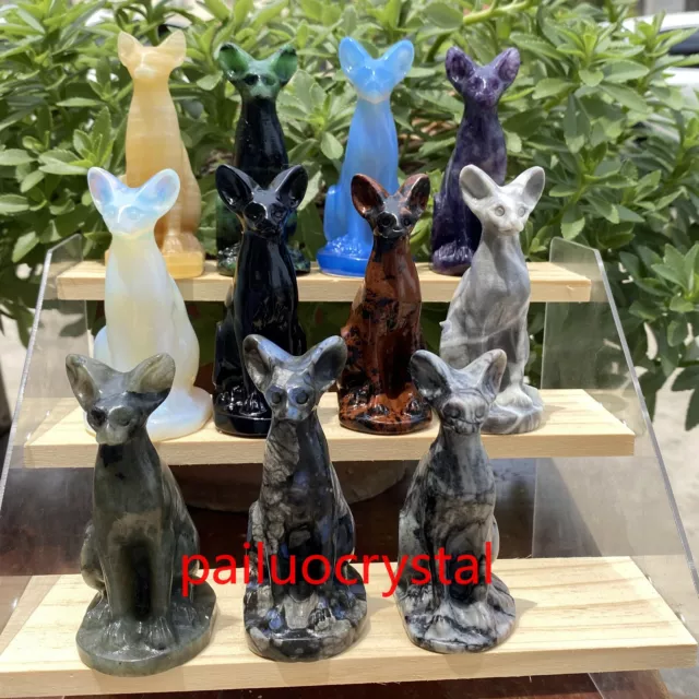 Wholesale Natural Mixed Hairless Cat Quartz Crystal Skull Carved Figurines 3" 2