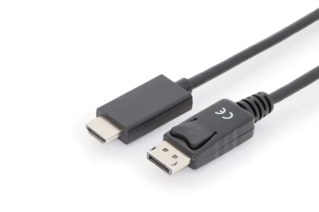 DIGITUS Displayport Adaptor Cable DP - HDMI Type A Male/Male 1.0 m w/Lock DP 1.2