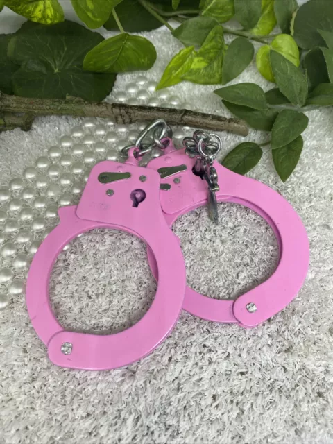 Metall Handschellen Pink mit 2 Schlüssel Polizei Karneval Fasching Party *neu*