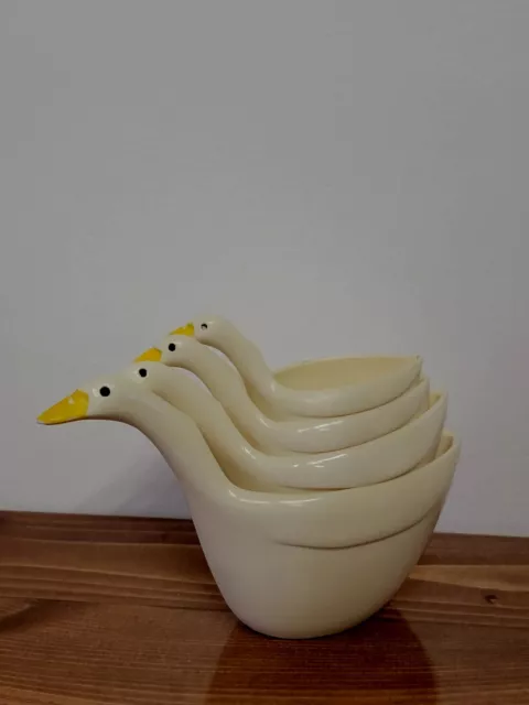 Vintage JSNY 4pc Set White Melamine Goose Duck Stackable Nesting Measuring  Cups