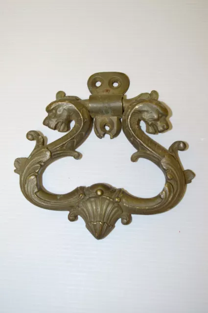 -HEURTOIR MARTEAU DE PORTE BRONZE STYLE NAPOLEON III NIII TETES DRAGONS XIXe