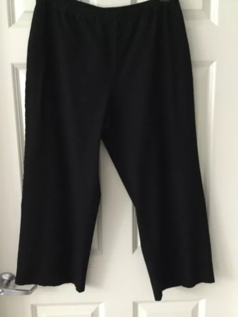 Eileen Fisher Knit Stretch Pull On Pants Womens XLarge Black Wide Leg Crop