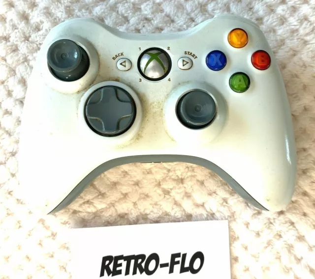 Manette Officielle Microsoft Xbox 360 Blanche Sans Fil - HS à Réparer